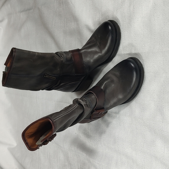 PIKOLINOS Shoes - Pikolinos Tall Combat Boots Dark Gray Boots Brown Buckles Biker Boots Size EU 36